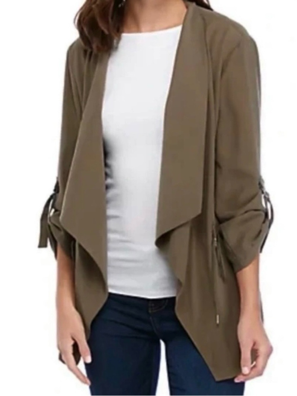 Zara Olive Brown/Green Utility Jacket with Gold Hardware | Size Medium